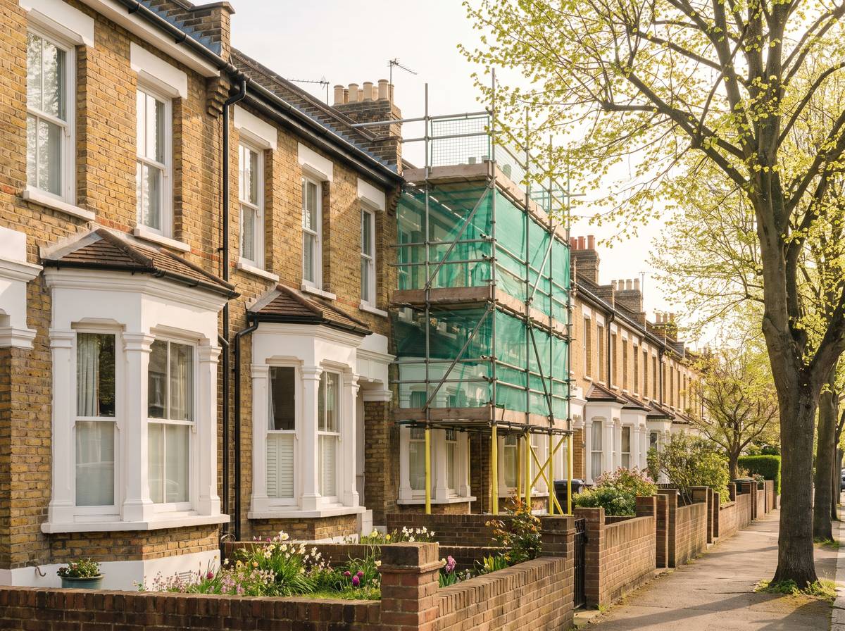 A street of Victorian terraced houses in south-east London